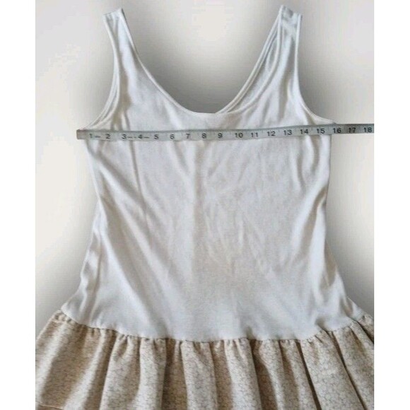 Vintage Pepper Tree Ruffle Stacked Skater Dress White/Beige Floral Size 7 - Picture 4 of 6